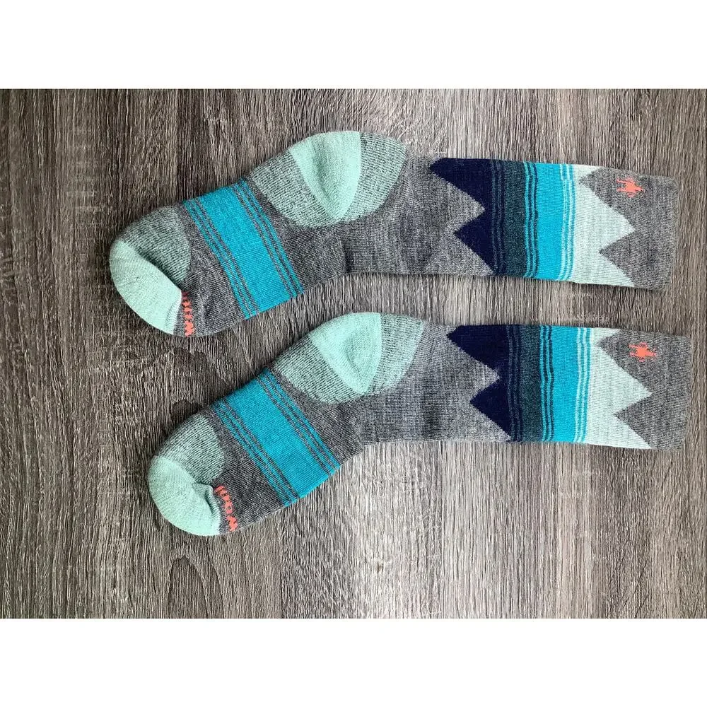 Smartwool Kids' Large Gray Ski Light Cushion Over The Calf Socks Winter B8-1